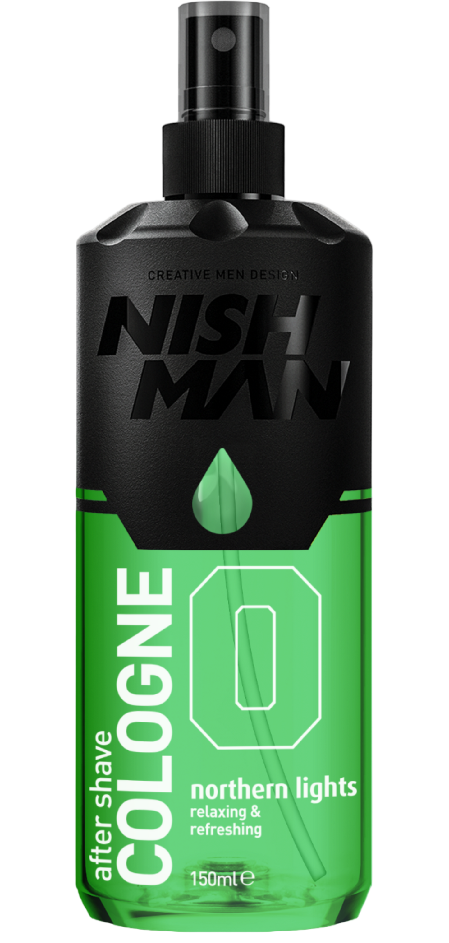 Nish Man after shave cologne bottle on a white background