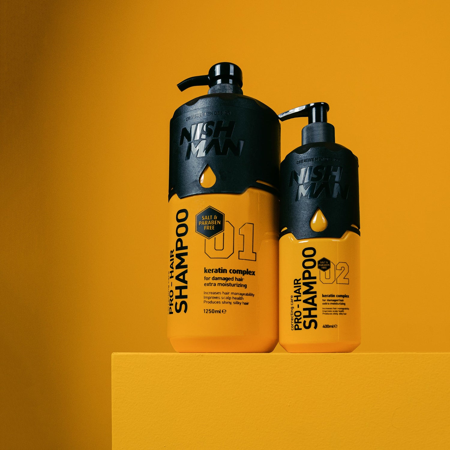 Professional hair care shampoo and conditioner bottles Premium hair treatment products on a clean background Luxury hair care collection display Salon-quality hair products arranged together