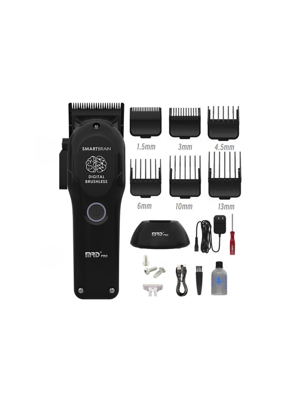 MRD Pro Smart Brain Light Professional Hair Clipper - Black