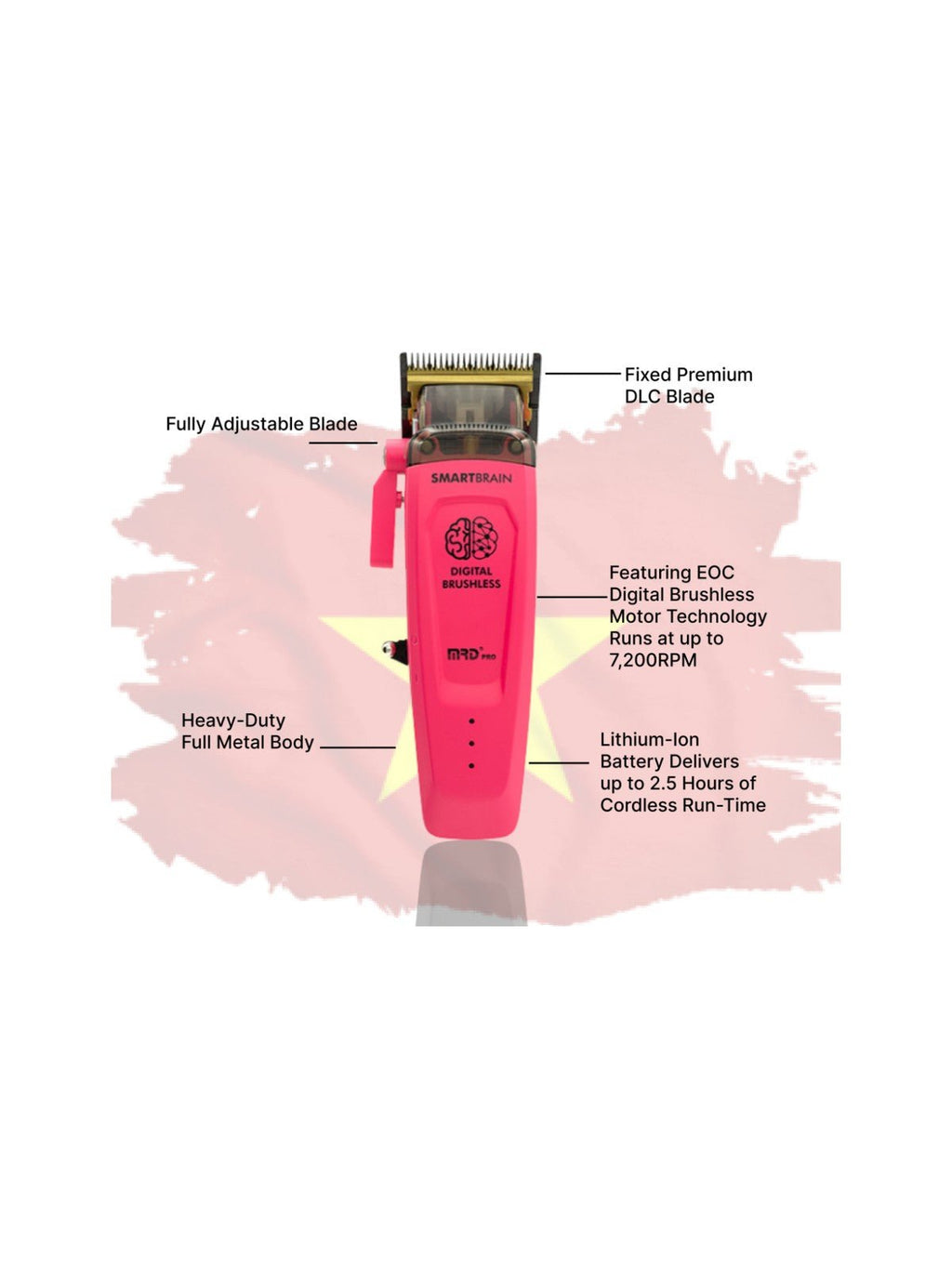 MRD Smart Brain Professional Hair Clipper - Pink