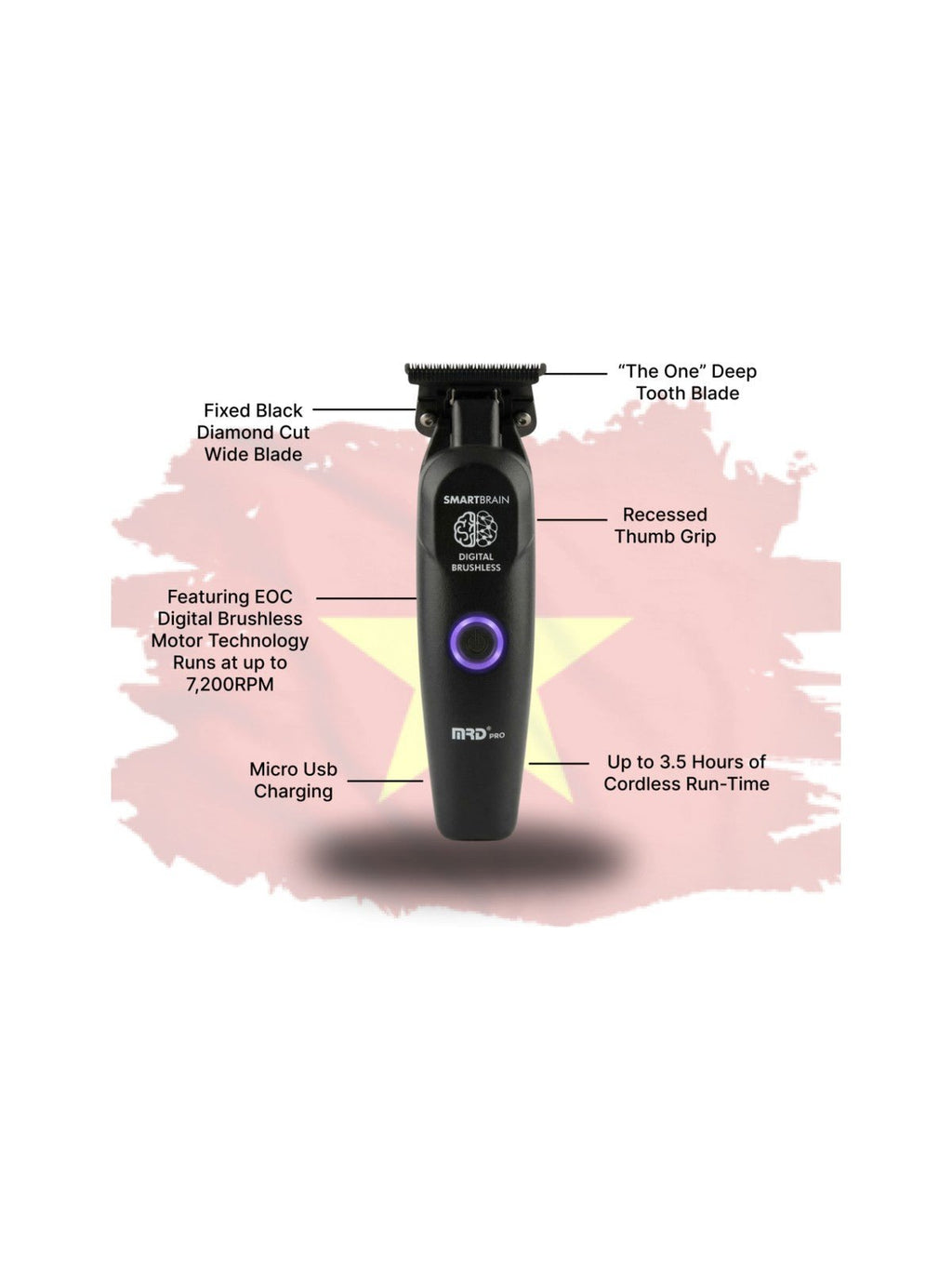 MRD Pro Smart Brain Light Professional Trimmer - Black