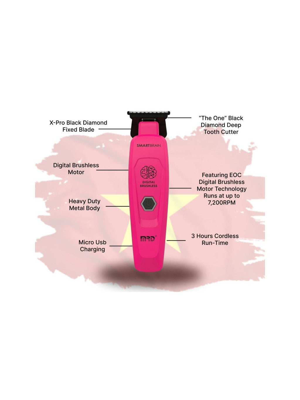 MRD Smart Brain Metal Professional Trimmer - Pink