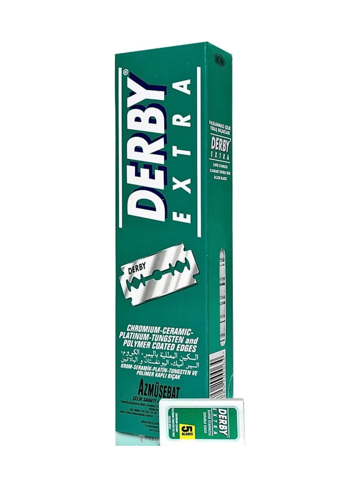 DERBY EXTRA STAINLESS DE BLADES GREEN – 100 DOUBLE EDGE RAZOR BLADES