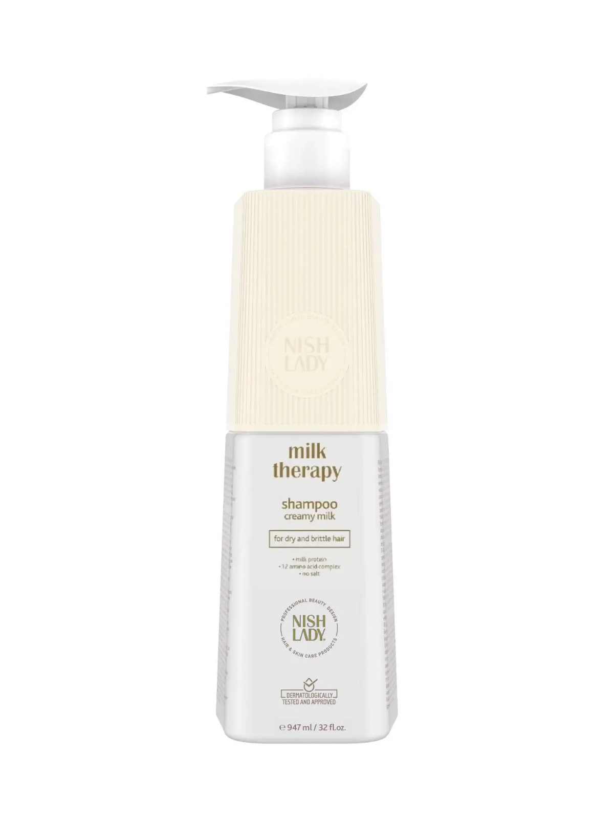 NISHLADY MILK THERAPY SHAMPOO 503 МЛ / 947 МЛ – ПРОФЕСИОНАЛЕН ШАМПОАН ЗА СУХА И УВРЕДЕНА КОСА