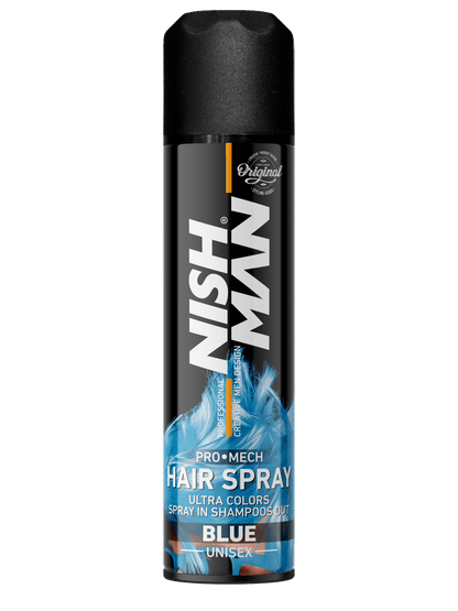 Nish Man hair spray can on a white background