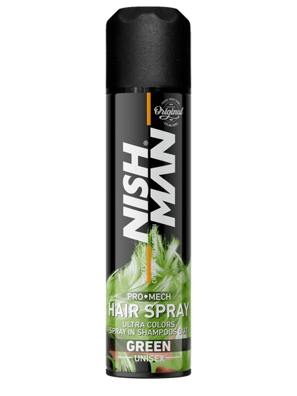 Nish Man hair spray can on a white background