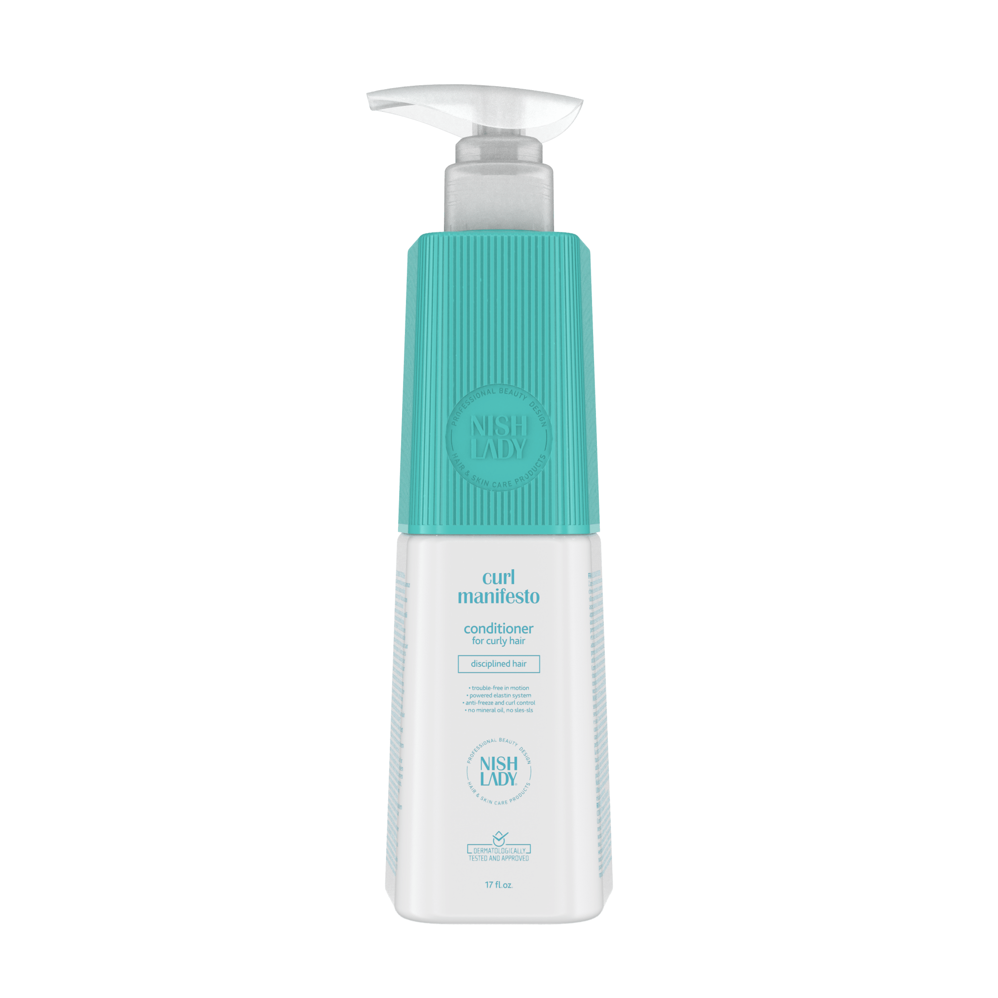NishLady Curl Manifesto saç kremi, kıvırcık saçlar için 503 ml, şişe ve ürün etiketi ön yüz görüntüsü