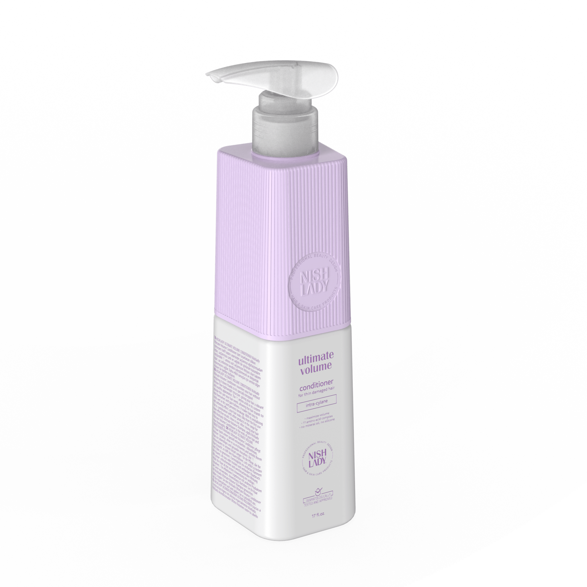 NishLady Ultimate Volume saç kremi, 503 ml, hacim artırıcı saç bakım ürünü, şampuan sonrası kullanılmak üzere tasarlanmış.