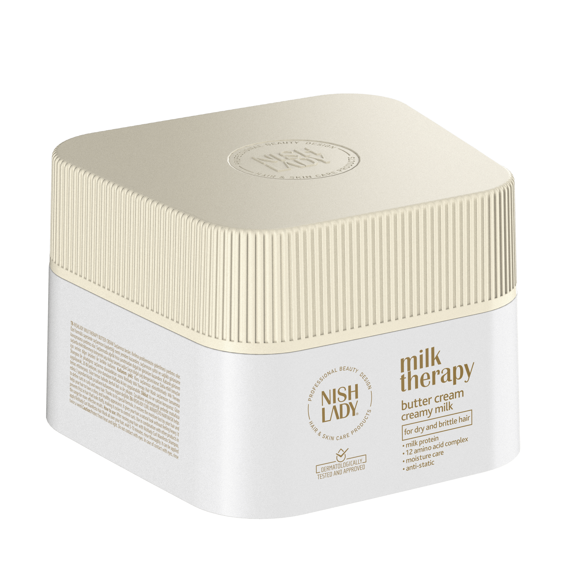 NishLady Milk Therapy Hair Care Mask 275ml butter cream treatment jar