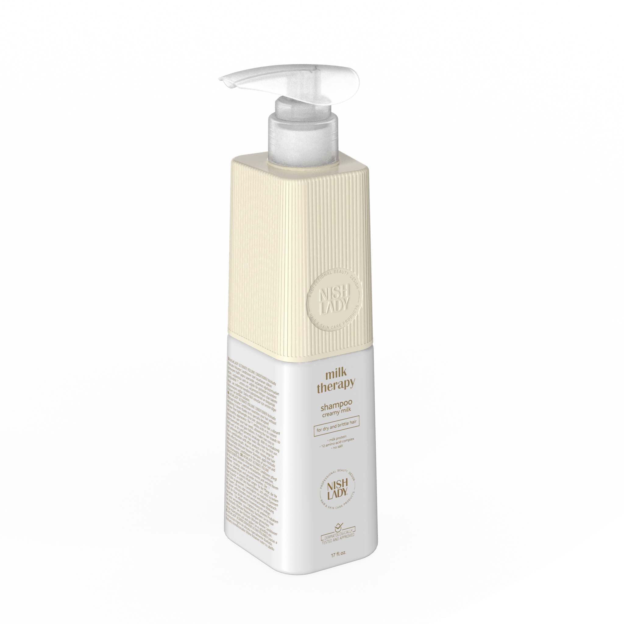 NishLady Milk Therapy Conditioner 503ml bottle with pump dispenser cream color