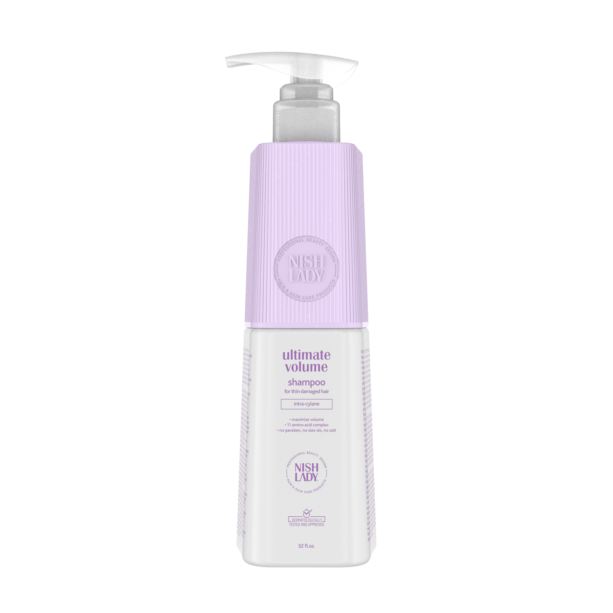 NishLady Ultimate Volume şampuan şişesi, 503 ml, parlak ve hacimli saçlar için NISHLADY markası ürün.