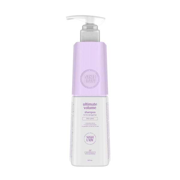NishLady Ultimate Volume şampuan şişesi, 503 ml, parlak ve hacimli saçlar için NISHLADY markası ürün.