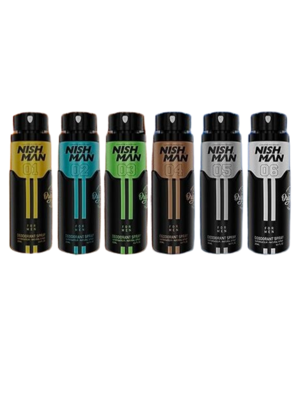 NISHMAN DEODORANT SPRAY 200 МЛ – ПРОФЕСИОНАЛНА СЕРИЯ МЪЖКИ ДЕЗОДОРАНТИ (01–06)