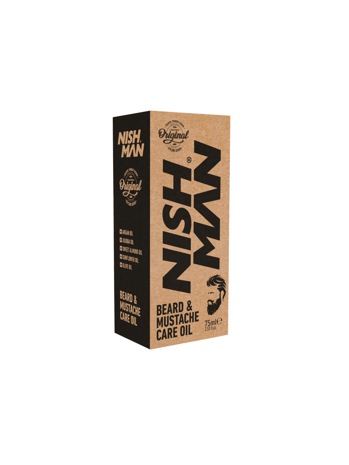 NISHMAN sakal ve bıyık bakım yağı, 75ml şişe, sakal ve bıyık sağlığı için besleyici ve nemlendirici sakal bakım ürünü.