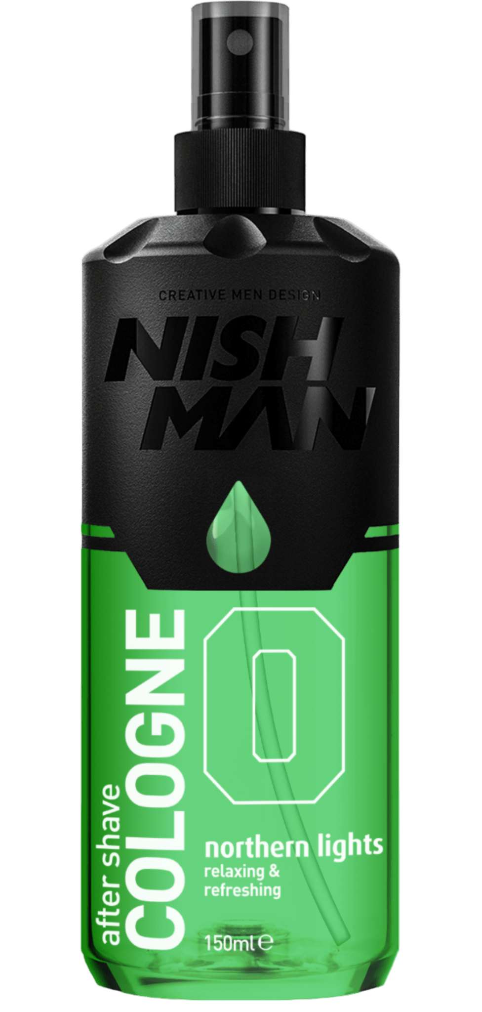 Nish Man after shave cologne bottle on a white background