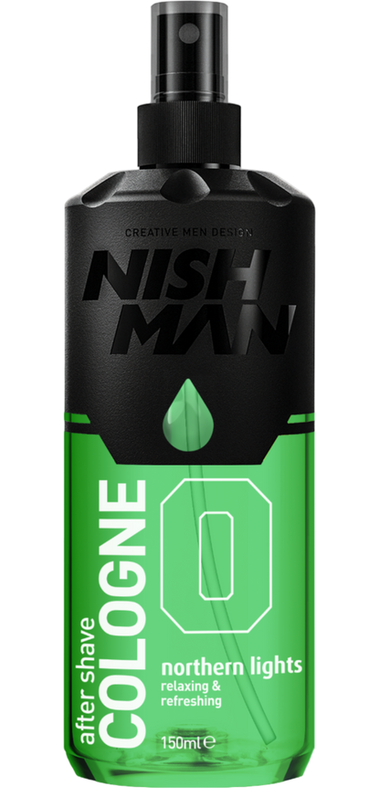 Nish Man after shave cologne bottle on a white background