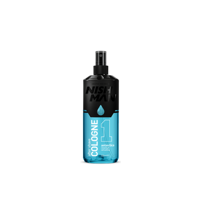 Nishman Cologne bottle on a white background