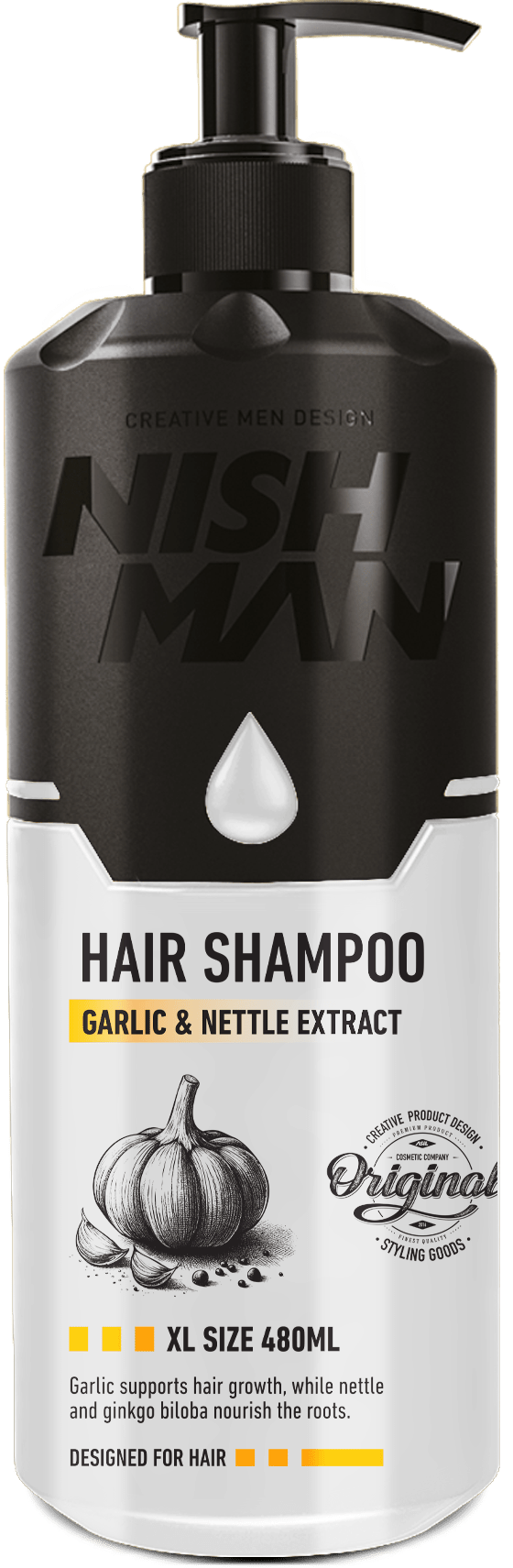 NISHMAN HAIR SHAMPOO GARLIC & NETTLE SCENTED 480 ML