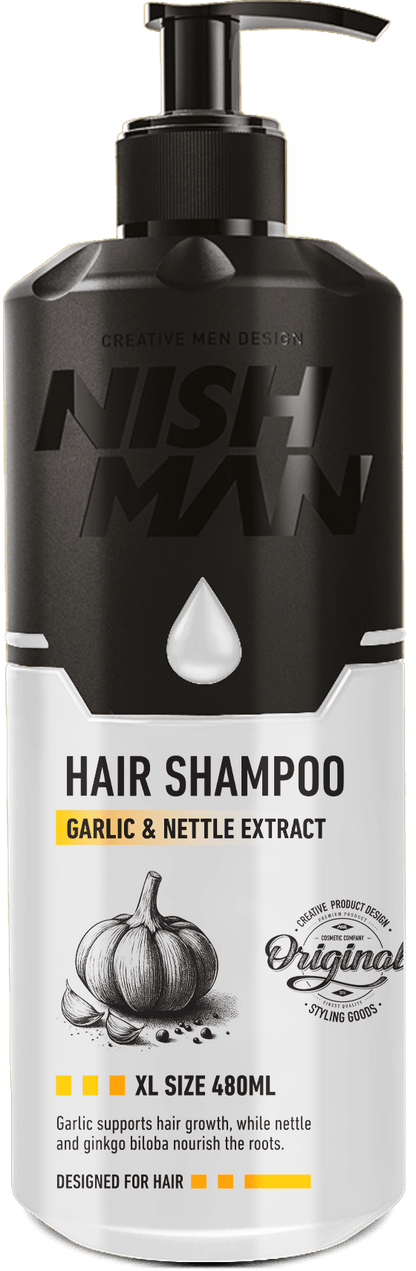 NISHMAN HAIR SHAMPOO GARLIC & NETTLE SCENTED 480 ML