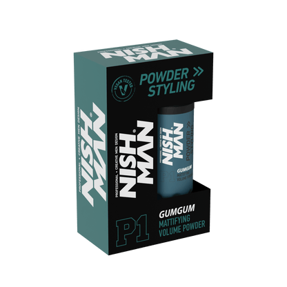 Nish Man powder styling product packaging on a white background
