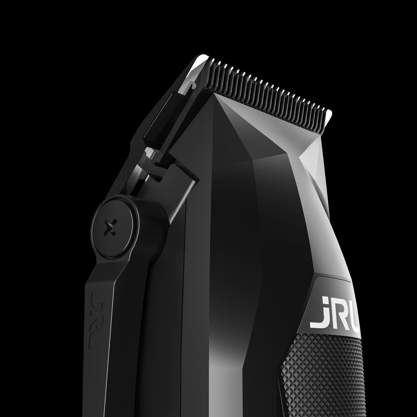 Black hair clipper with visible brand logo on a black background