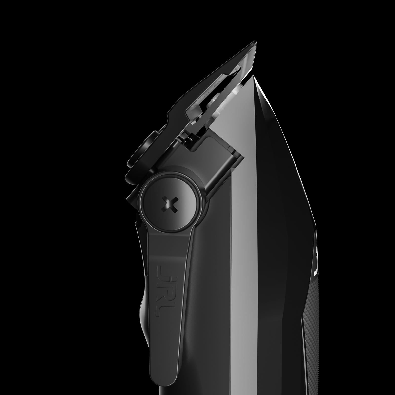 Black and silver folding knife on a black background
