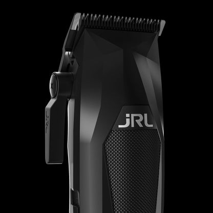 Black hair clipper with 'JRL' branding on a clear background