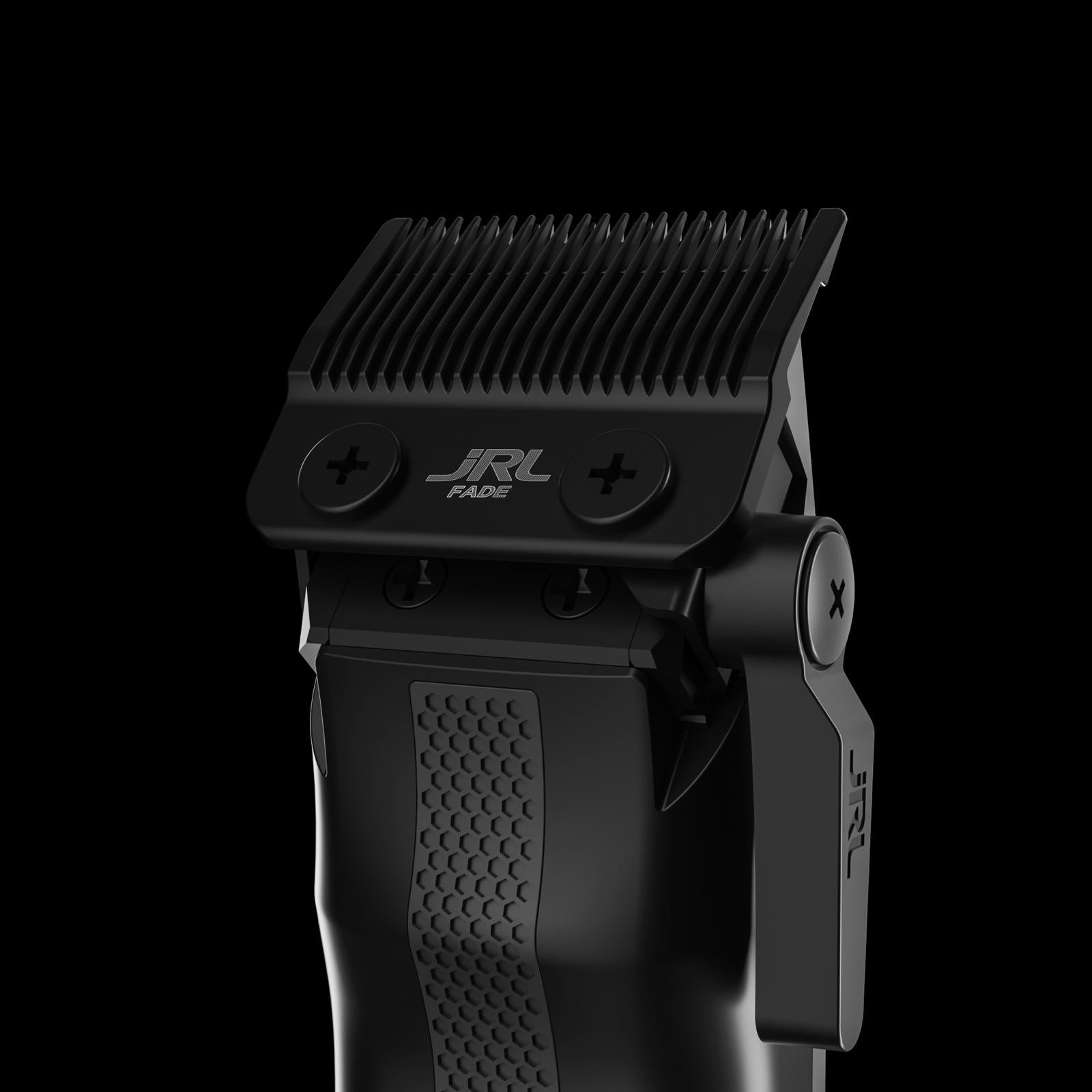 Black hair clipper with visible branding on a black background