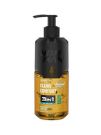 Bottle of Nish Man shower gel with black pump on a white background