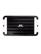 Black and silver power amplifier with JRL Professional logo on a white background