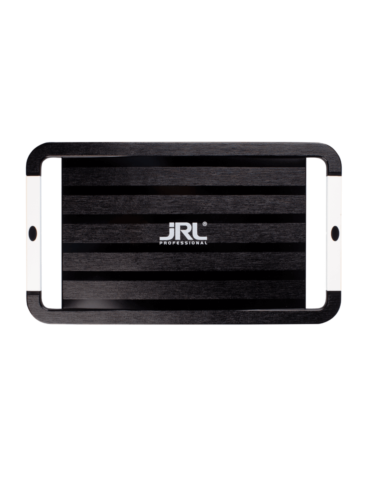 Black and silver power amplifier with JRL Professional logo on a white background