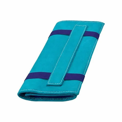 ARTERO EXPERT CASE F392 blue scissors and tool case, folded with two blue closure bands and a stitched central flap on a white background