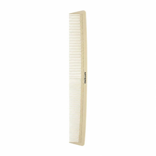 Beige ARTERO CUTTING K317 218 mm POM hair comb with two tooth densities and dark ARTERO lettering, photographed upright on a white background