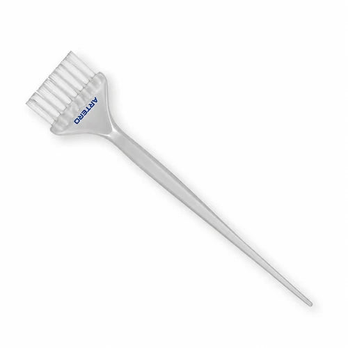 ARTERO K572 pearl-grey hair colouring brush with a bristled head, blue ARTERO lettering and a long pointed handle on a white background