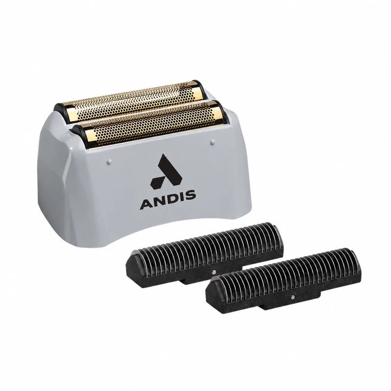 ANDIS TS-1 and TS-2 silver replacement head with two gold foils and two separate black cutters