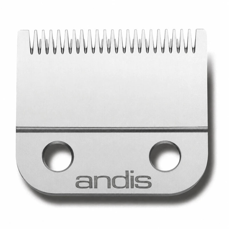ANDIS LCL Chrome Fade silver fixed outer clipper blade with two mounting holes and andis logo