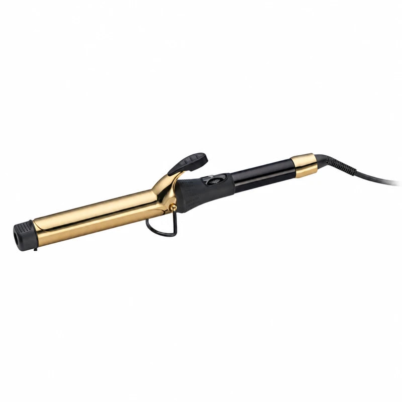 GAMMA+ Iron Clip XL Gold 32 mm professional curling iron, black handle and gold barrel