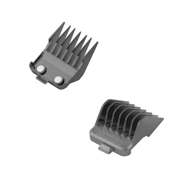 GAMMA double magnetic clipper guide comb, front and underside detail views