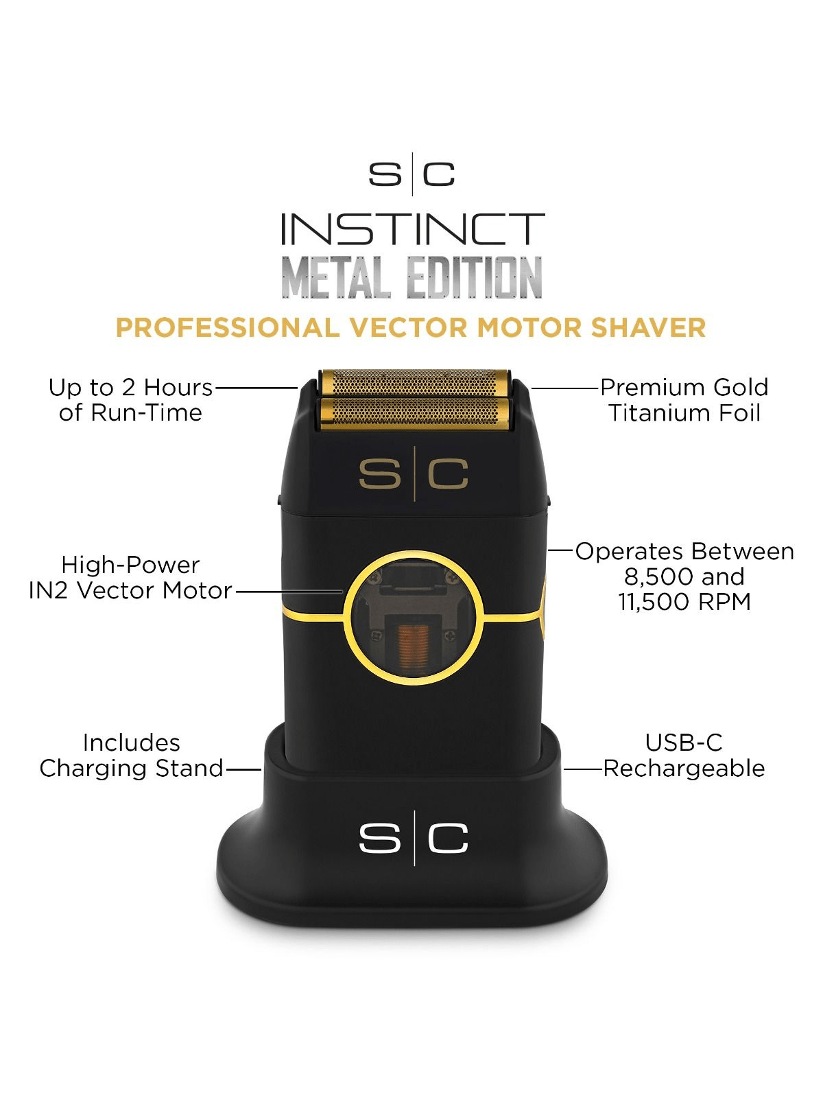 STYLECRAFT INSTINCT METAL SHAVER – PROFESSIONAL FOIL SHAVER WITH IN2 VECTOR MOTOR
