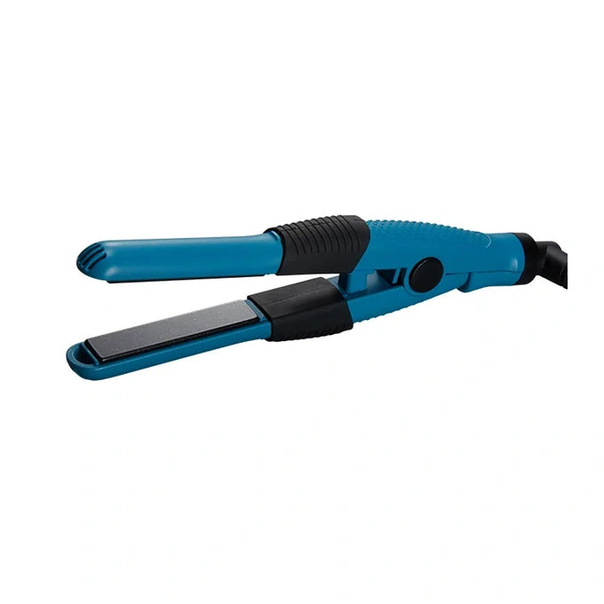 JRL Sunset Sapphire blue mini styling iron with its plates open