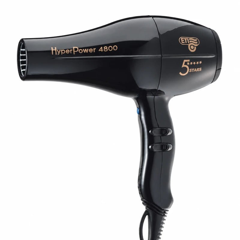Black ETI Hyperpower 4800 hair dryer with original manufacturer markings