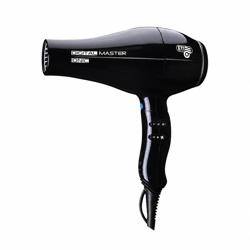 ETI Digital Master Ionic Black professional hair dryer with visible manufacturer logo