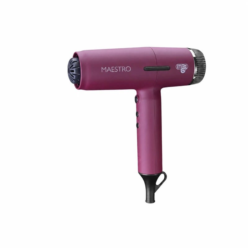Burgundy ETI Maestro hair dryer with original manufacturer markings