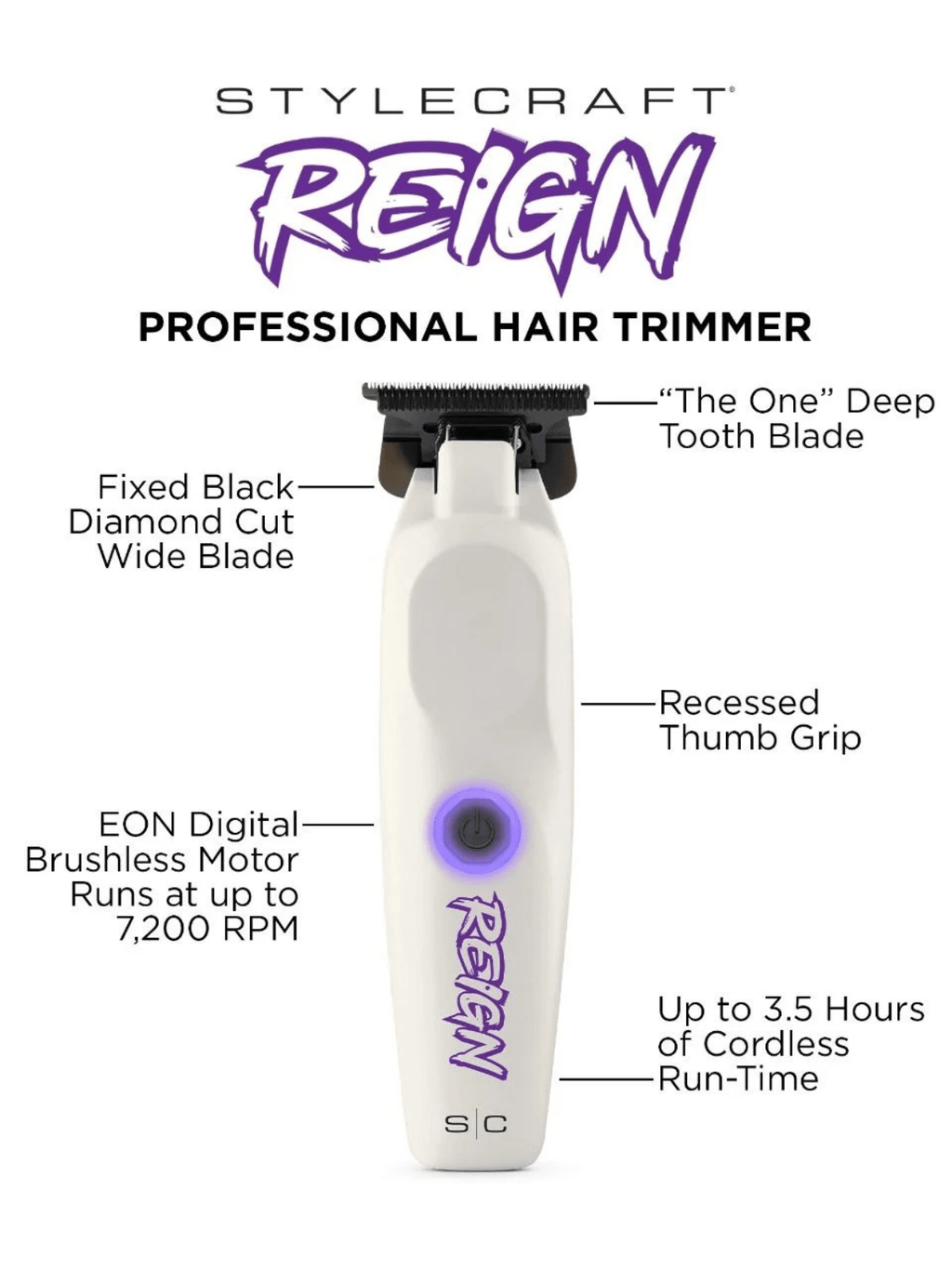 STYLECRAFT Reign – Professional Hair & Beard Trimmer With Digital Motor 6
