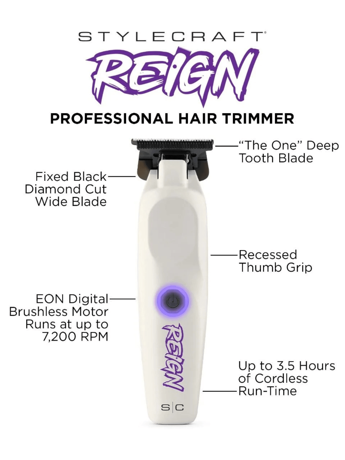 STYLECRAFT REIGN – PROFESSIONAL HAIR & BEARD TRIMMER WITH DIGITAL MOTOR