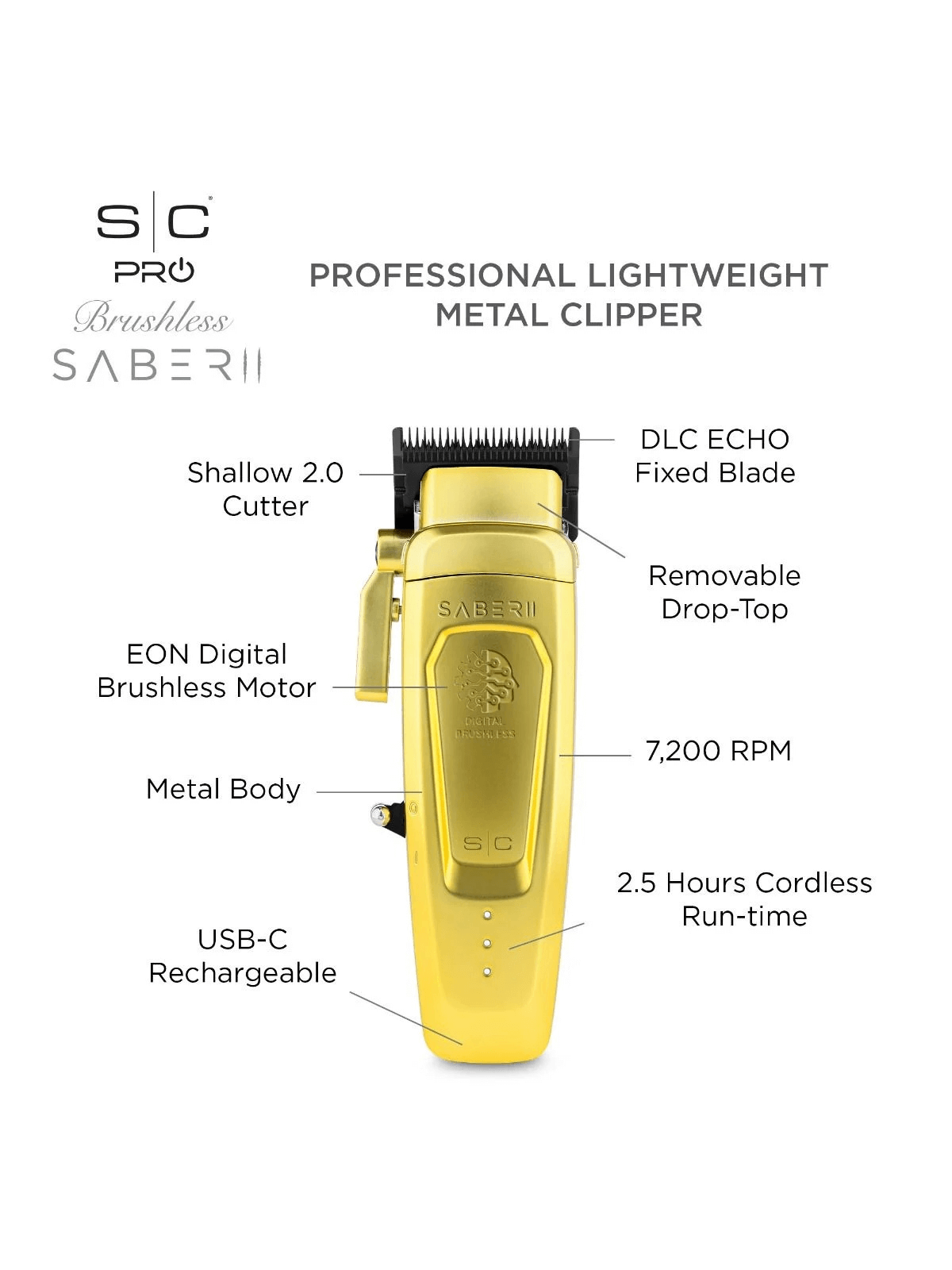 STYLECRAFT SABER 2.0 МАШИНКА ЗА ПОДСТРИГВАНЕ – ЗЛАТЕН ЦВЯТ