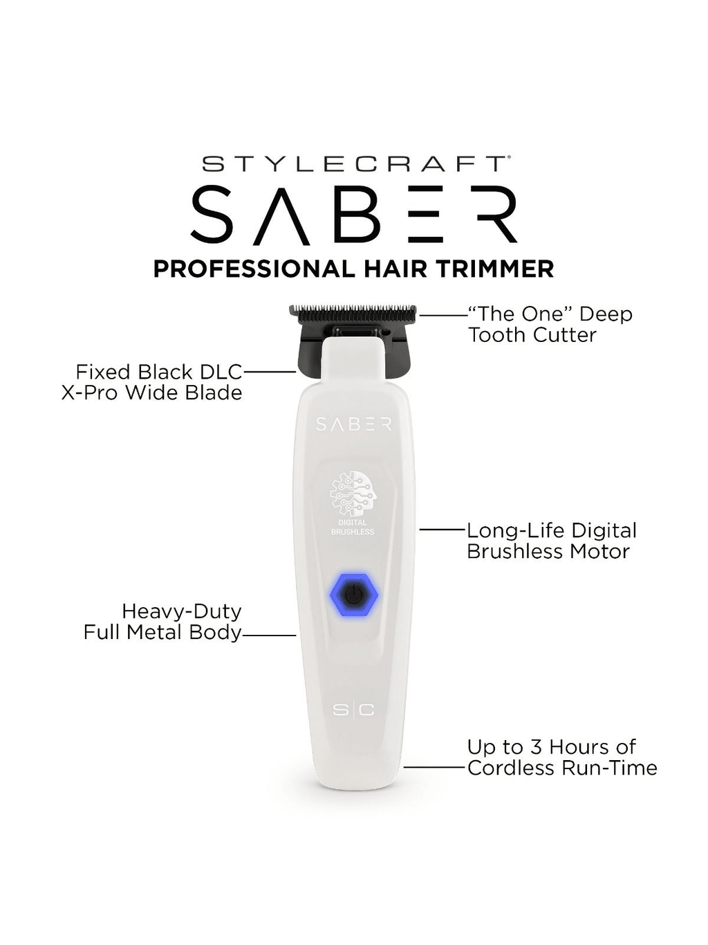 STYLECRAFT Saber Trimmer – Professional Hair & Beard Trimmer 7