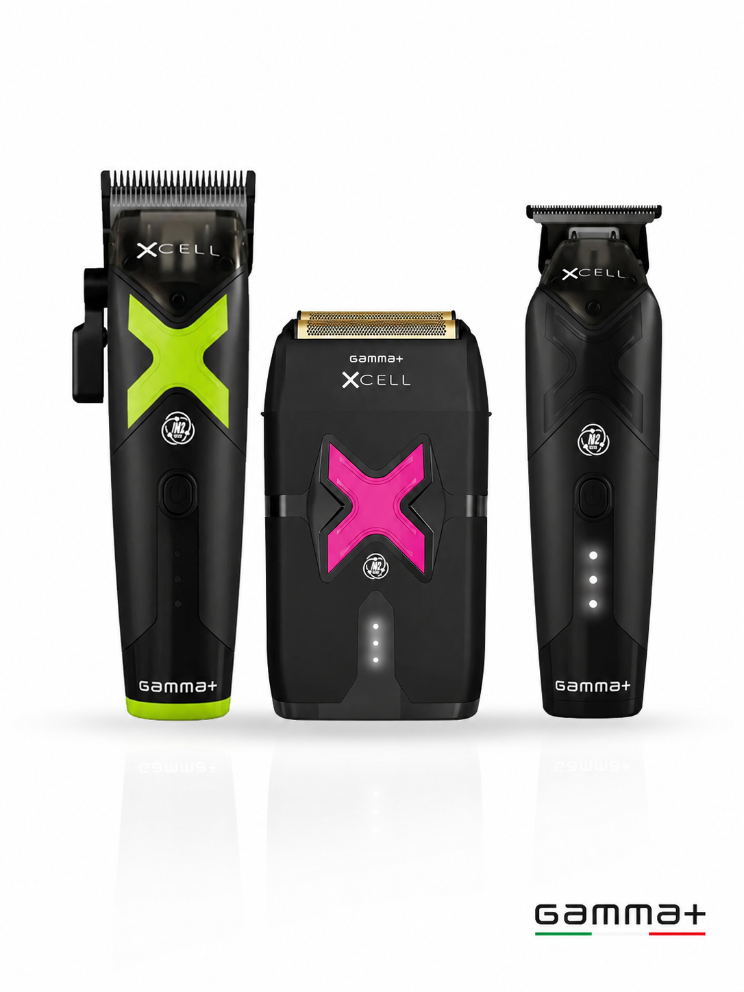 Gamma+ XCell Metal Combo – Професионален Комплект Машинка За Подстригване, Тример И Шейвър