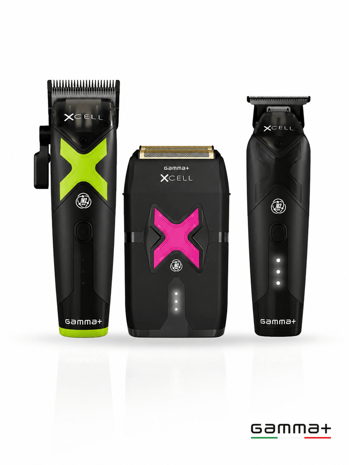 GAMMA+ XCell Metal Combo – Професионален Комплект Машинка, Тример & Шейвър
